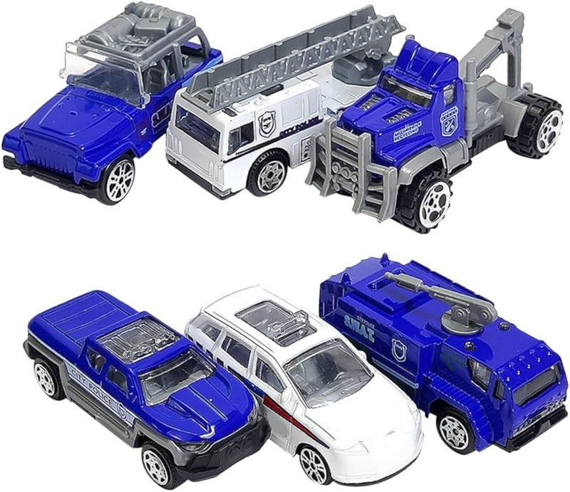 6Pcs Alloy Pull Back Inertia Police Car Toy Set Safe Fun For Boys Girls - Image 1